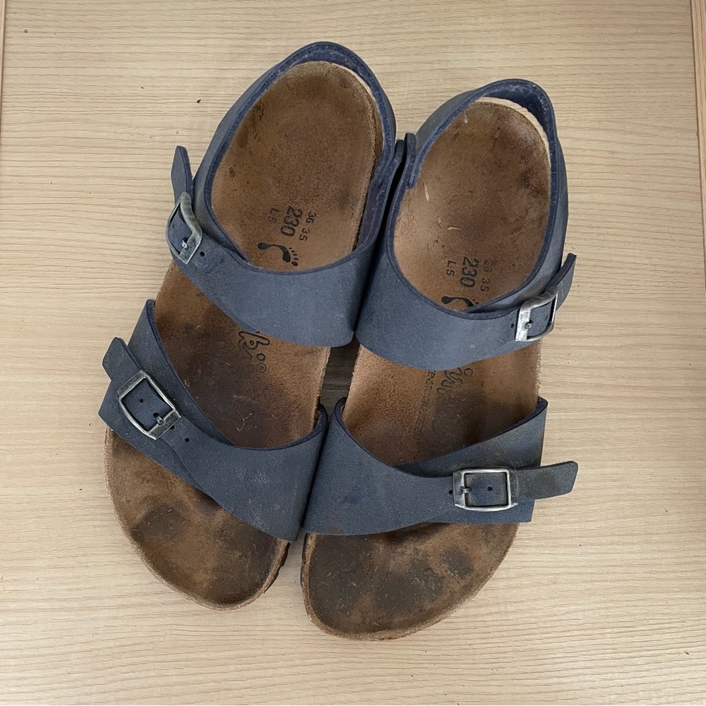 Blue Birks, Size 36, good condition.